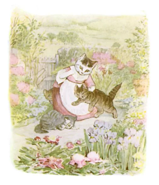 こねこたちをつれて帰るおかあさん